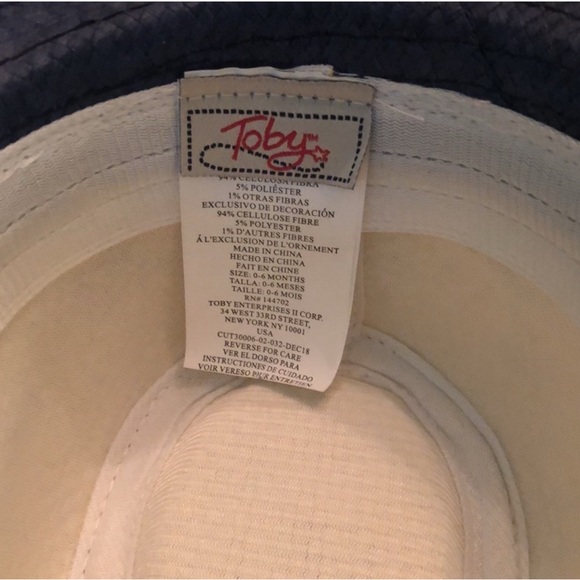 Toddler Cream and Blue Fedora Hat with Tropical Pattern - Picture 4 of 8